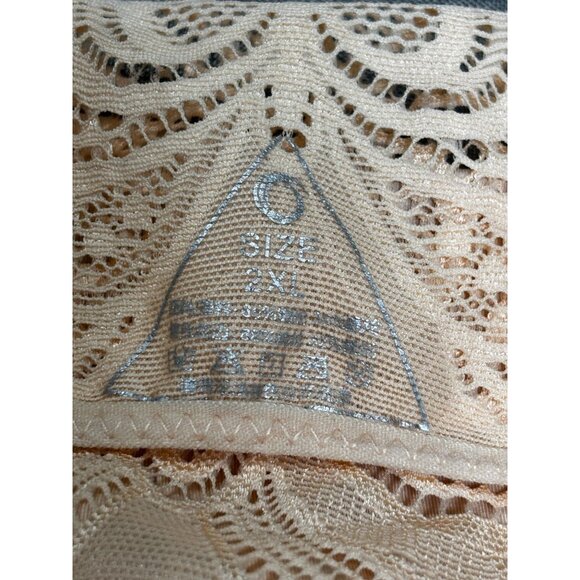 Women’s Seamless Lace Back Beige Crop Tank Top 2XL Stretchy Butterfly Pattern - Picture 6 of 6